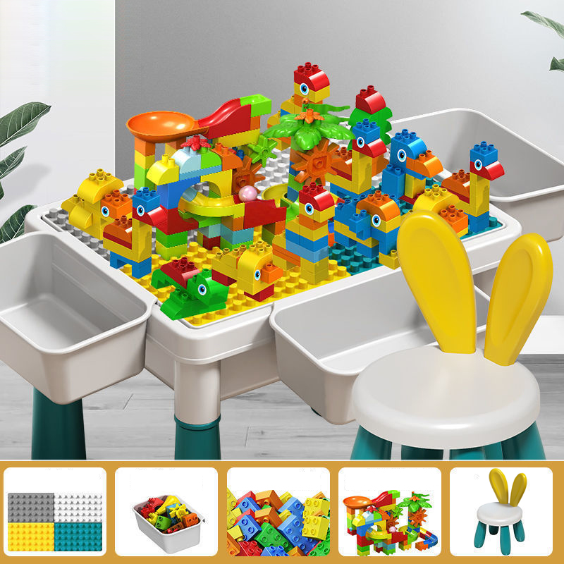 Compatible children's large particle building block table assembled toys - years old boys and girls baby puzzle game table