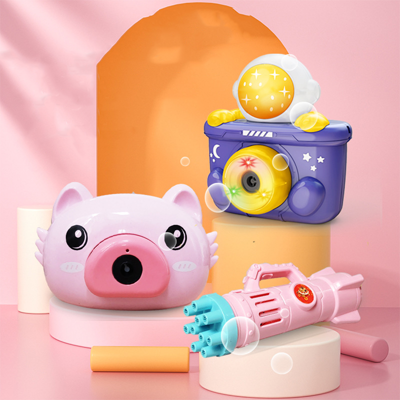 Piggy bubble machine wholesale toy camera Gatling children blowing bubble gun fully automatic