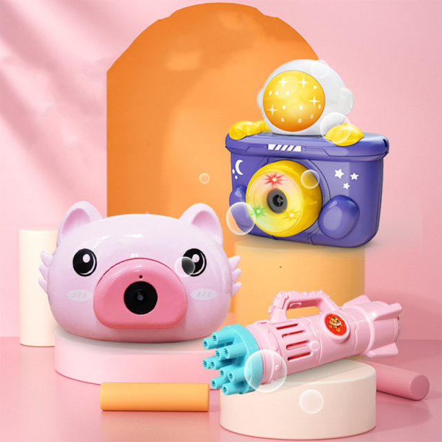 Piggy bubble machine wholesale toy camera Gatling children blowing bubble gun fully automatic
