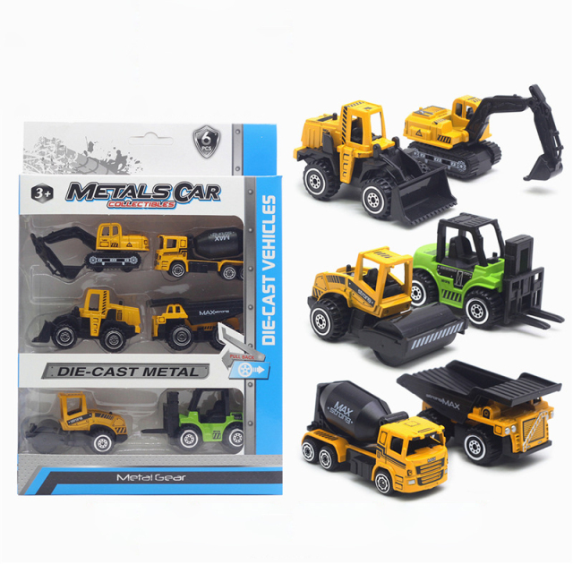 1:64 alloy car model 6-piece set engineering car farmer car tank cross-border Amazon hot toys