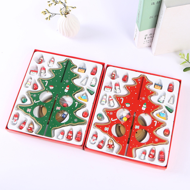 DIY wooden Christmas tree ornaments Christmas decorations cute cartoon kindergarten gifts