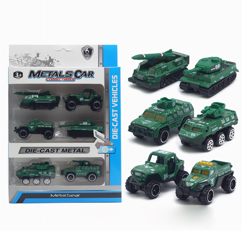1:64 alloy car model 6-piece set engineering car farmer car tank cross-border Amazon hot toys