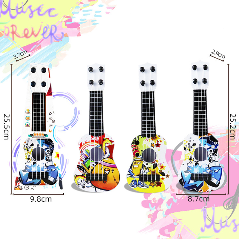 Kindergarten guitar toys 25CM can play simulation ukulele mini variety of guitar color box gift