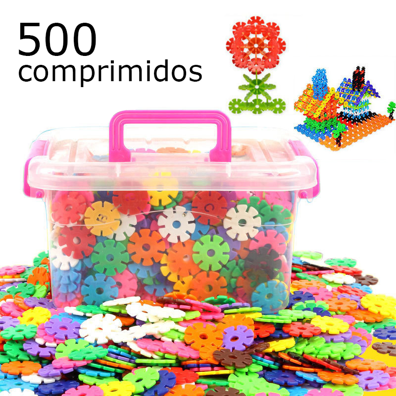 Bulk large snowflake pieces blocks children's plastic puzzle kindergarten boys 2-3 weeks old 4-9 years old girls toys