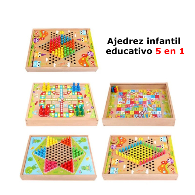 Wooden multifunctional chess flying chess backgammon checkers children's chess educational toys elementary school students desktop games