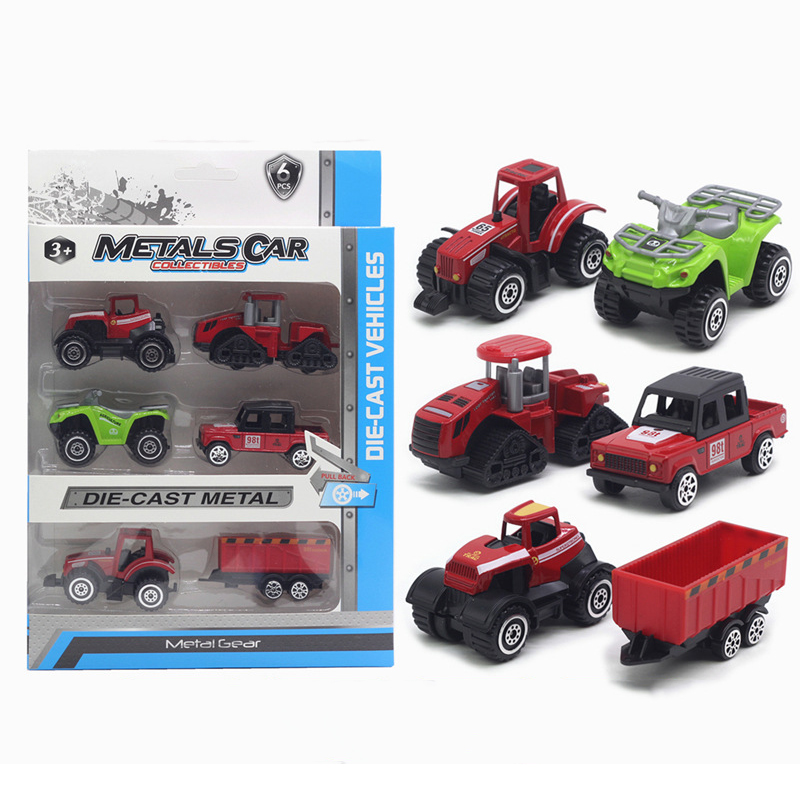 1:64 alloy car model 6-piece set engineering car farmer car tank cross-border Amazon hot toys
