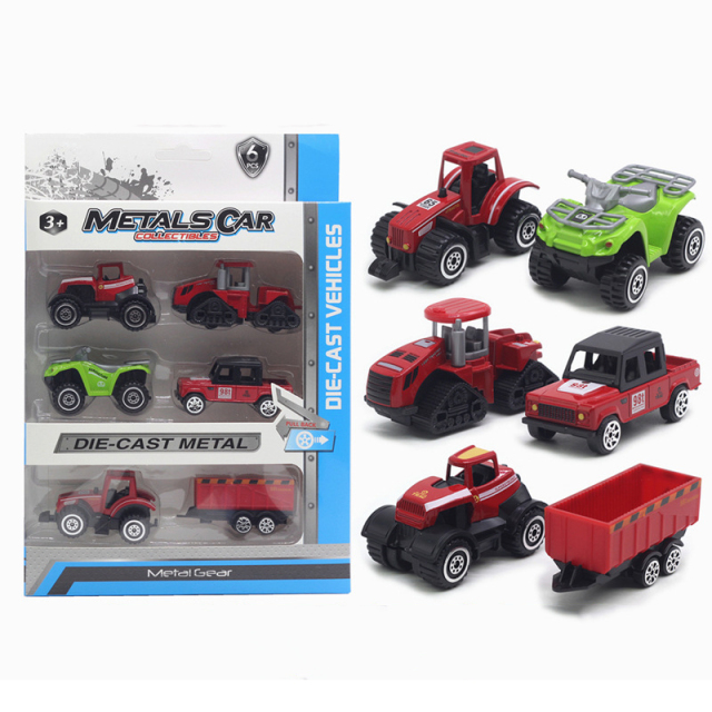 1:64 alloy car model 6-piece set engineering car farmer car tank cross-border Amazon hot toys