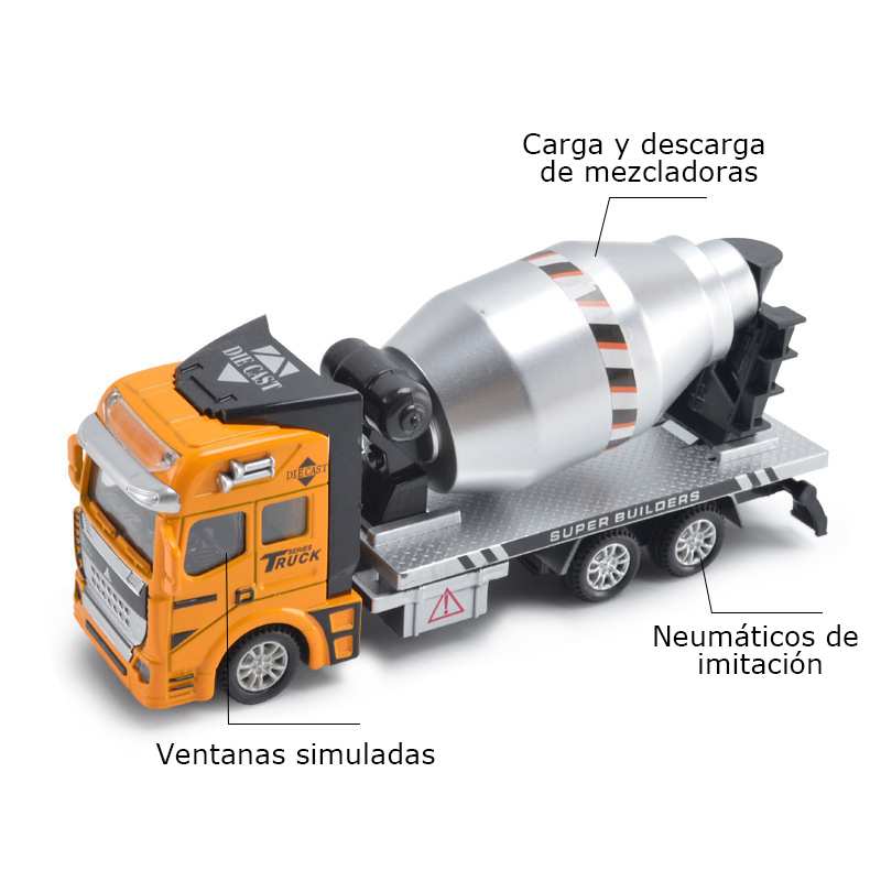 Alloy engineering vehicles 1: 48 three back to force function Taobao hot children's toys open window color box