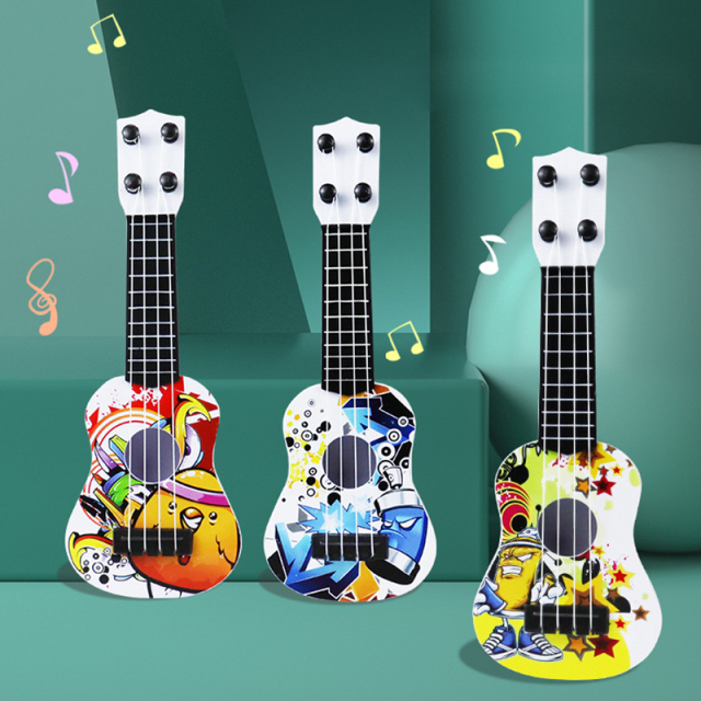 Kindergarten guitar toys 25CM can play simulation ukulele mini variety of guitar color box gift