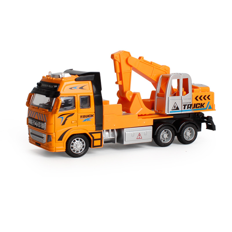 Large simulation back to the alloy car cement excavator engineering car fire sanitation car model children's toys