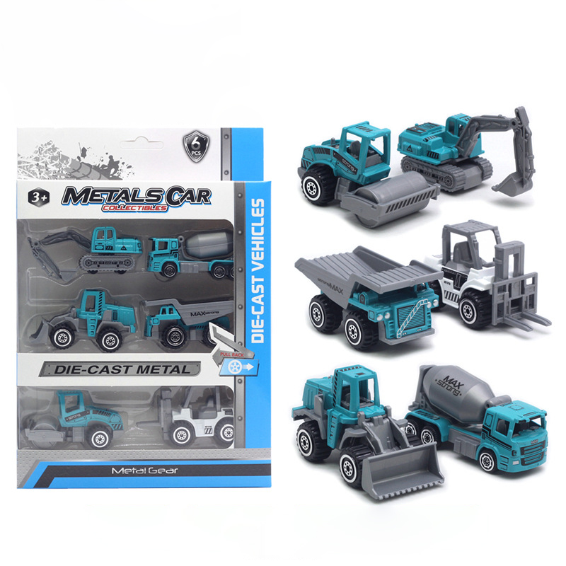 1:64 alloy car model 6-piece set engineering car farmer car tank cross-border Amazon hot toys