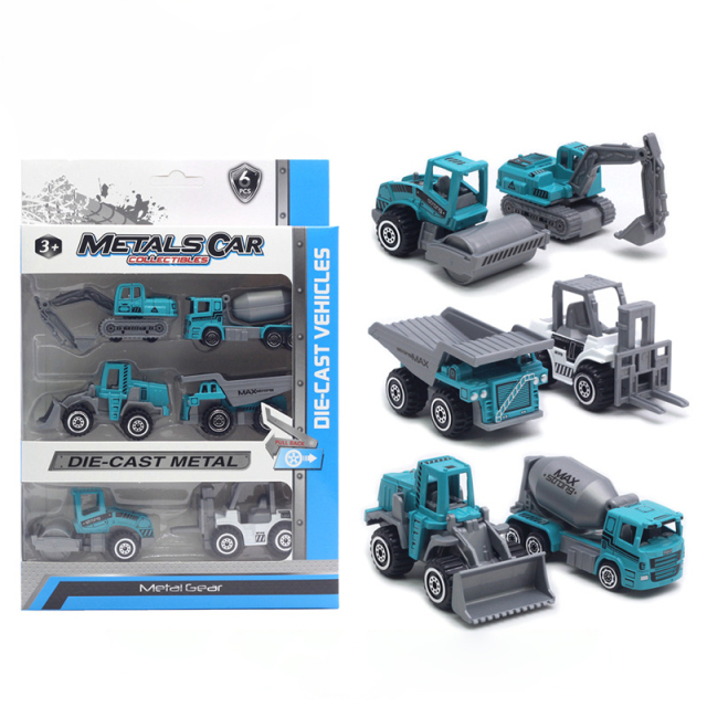1:64 alloy car model 6-piece set engineering car farmer car tank cross-border Amazon hot toys