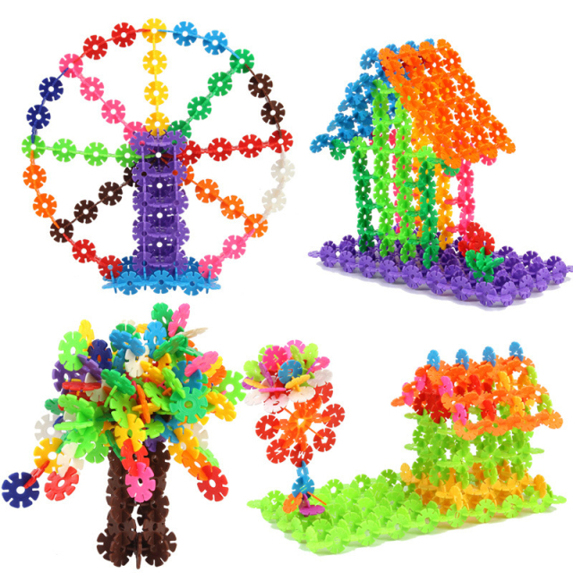 Bulk large snowflake pieces blocks children's plastic puzzle kindergarten boys 2-3 weeks old 4-9 years old girls toys