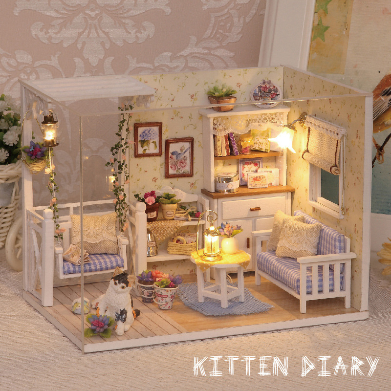 Wisdom fun house handmade diy hut model mini small house creative girl birthday gift children's toys