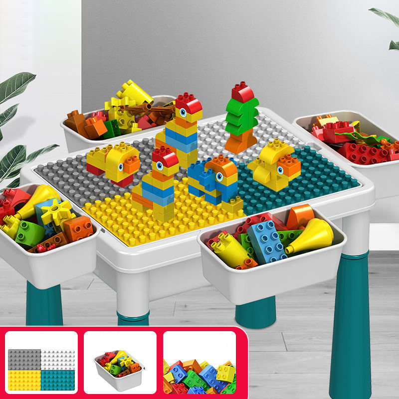 Compatible children's large particle building block table assembled toys - years old boys and girls baby puzzle game table