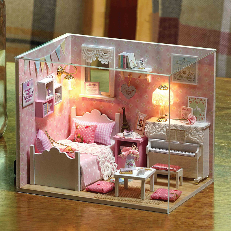 Wisdom fun house handmade diy hut model mini small house creative girl birthday gift children's toys