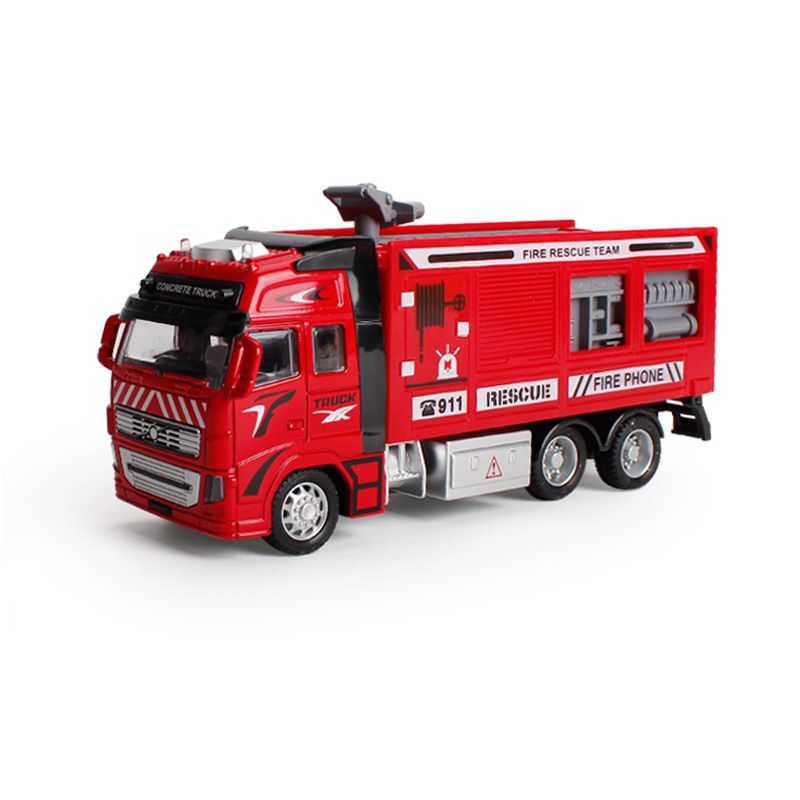 Large simulation back to the alloy car cement excavator engineering car fire sanitation car model children's toys