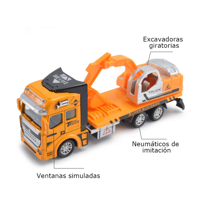 Alloy engineering vehicles 1: 48 three back to force function Taobao hot children's toys open window color box