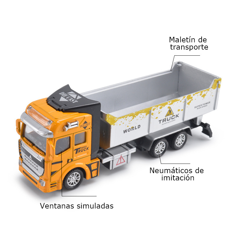 Alloy engineering vehicles 1: 48 three back to force function Taobao hot children's toys open window color box