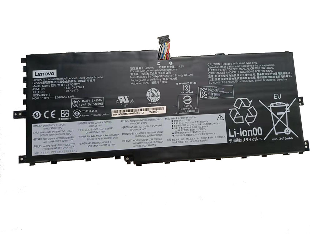 Laptop battery L17C4P71 L17M4P71 L17M4P73 For Lenovo ThinkPad X1 Yoga 3rd Gen 2018 01AV474 01AV475 01AV499 SB10K97623