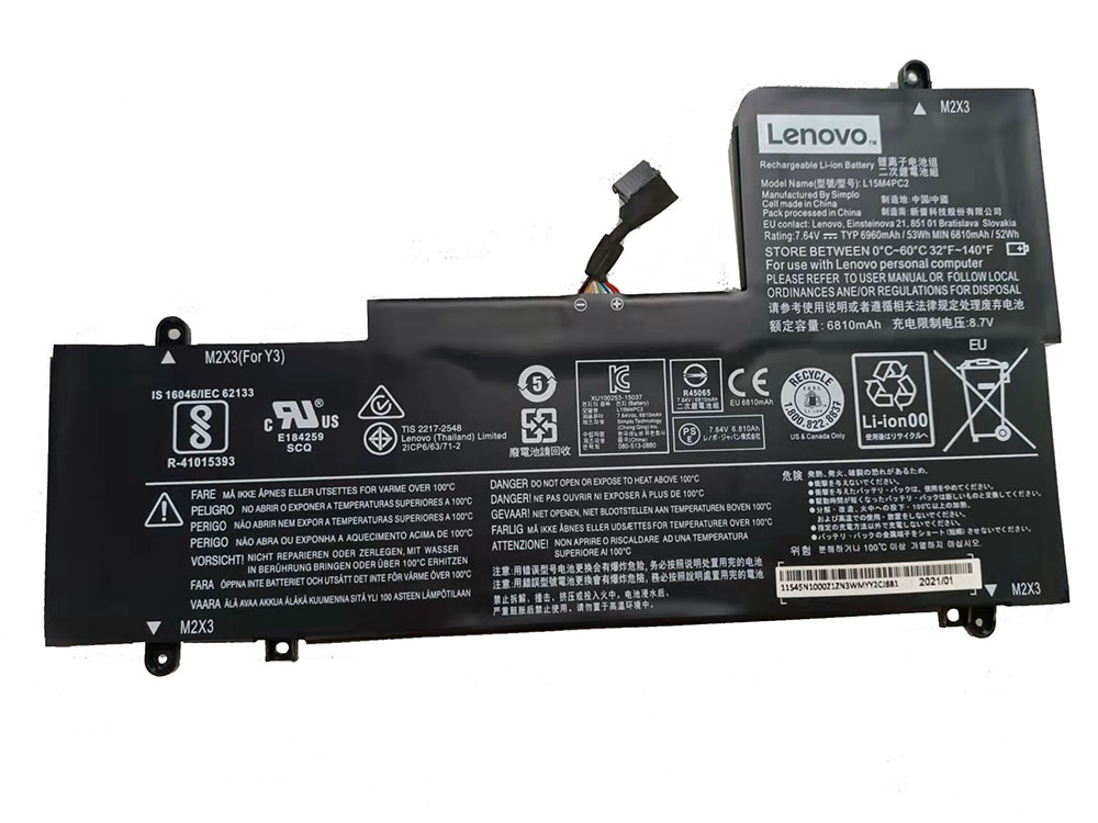 7.64V 53WH Laptop Battery 5B10K90802 L15L4PC2 L15M4PC2 For Lenovo For Yoga 710