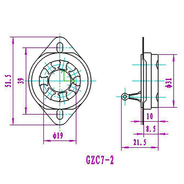 1PC HIFI Audio 7Pins Ceramic Tube Socket GZC7-2-G For FU-25 1625 6A6 59 Vacuum Tube Amplifier