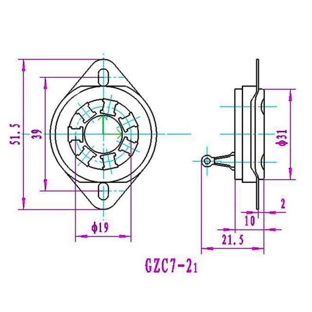 1PC 7Pins Ceramic Tube Socket GZC7-21-G For FU-25 1625 6A6 59 Vacuum Tube Amplifier