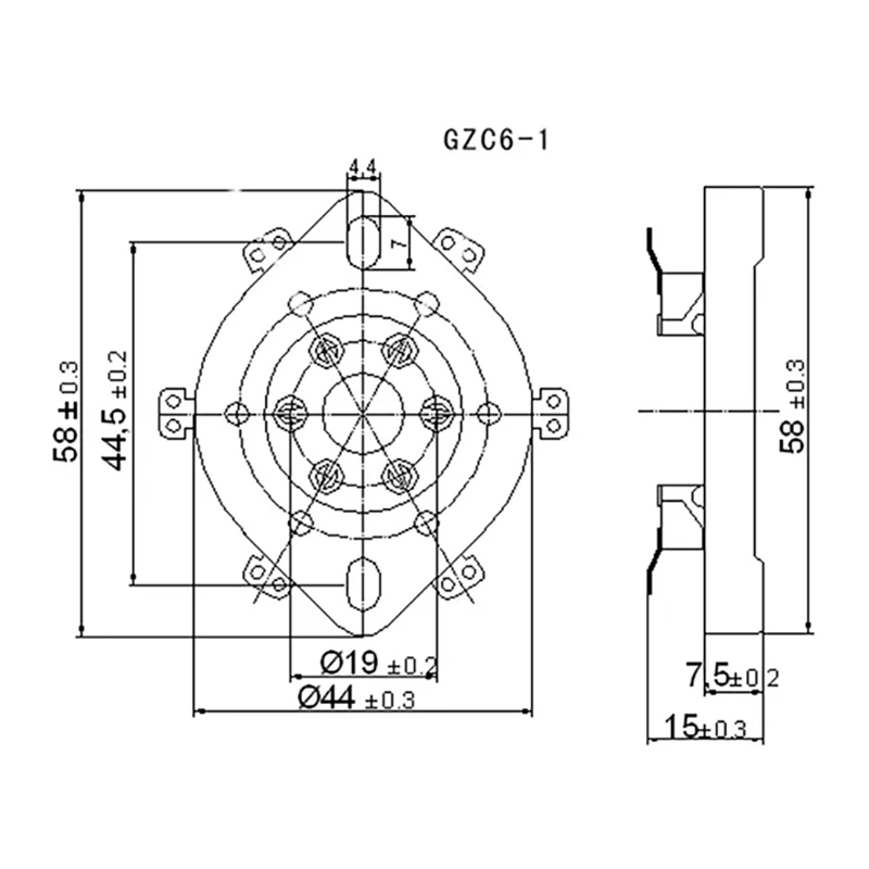 1PC Ceramic 6Pins Tube Socket For VT57 VT58 41 42 6C6 RK49 T21 WE310 Vacuum Tube Electron Tube GZC6-1-G