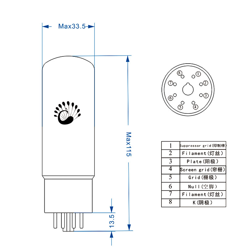 Psvane Tube EL34C Vacuum Tube Replace EL34 EL34B 6P3P 6CA7 6V6 Electron Tube For Vintage Hifi Audio Tube Amplifier DIY