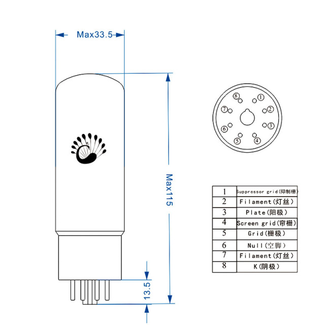 Psvane Tube EL34C Vacuum Tube Replace EL34 EL34B 6P3P 6CA7 6V6 Electron Tube For Vintage Hifi Audio Tube Amplifier DIY