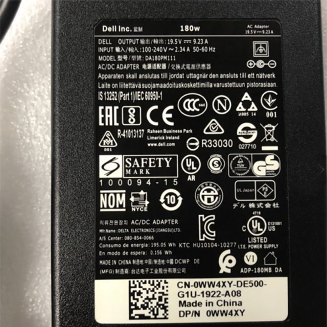Laptop AC Adapter Power supply DA180PM111 Dell Alienware M14X M15X M17X 15 R3 180W 19.5V 9.23A