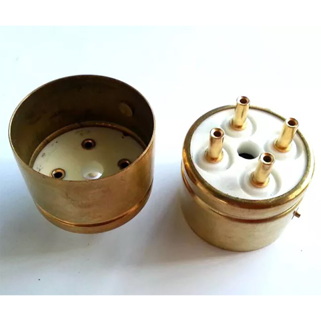 1PC 845R-G 4pin Ceramic Gold plated Vacuum Tube Socket base for 845 tubes