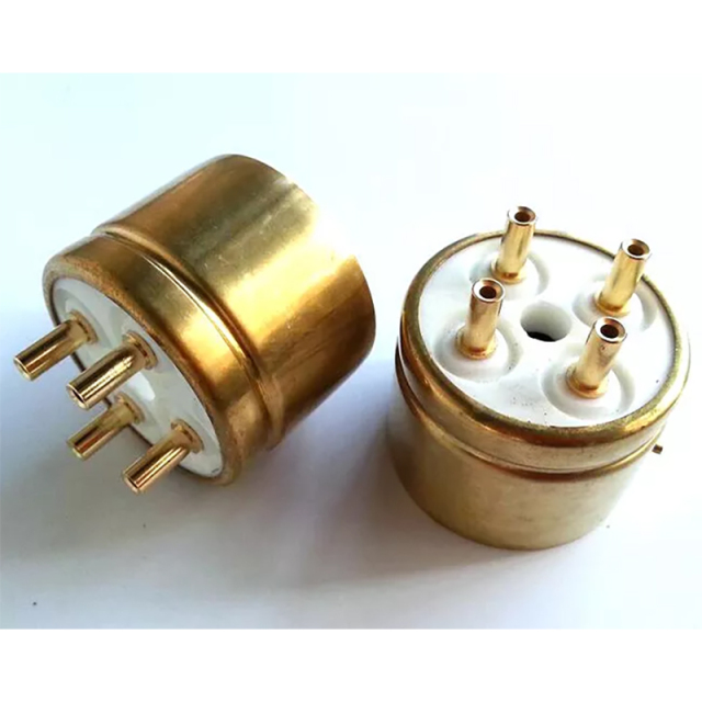 1PC 845R-G 4pin Ceramic Gold plated Vacuum Tube Socket base for 845 tubes