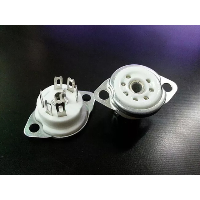 1PC silver plated GZC6-F-G 6pin Audio tube amplifier ceramic Vacuum tube socket HIFI diy parts