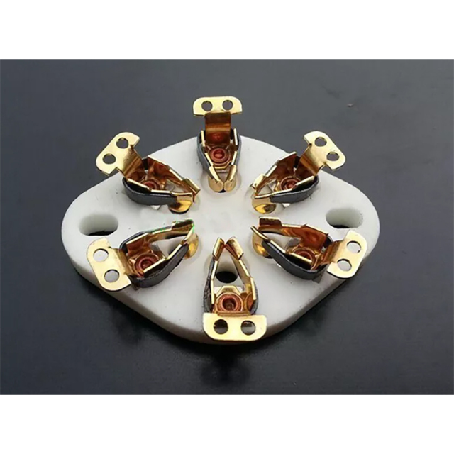 1PC 6pin ceramic valve tube socket for VT57 VT58 WE310 2A5 Panel Chassis Mount Gold plated