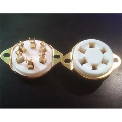 1PC Gold plated GZC6-2-G 6pin U6A ceramic Vacuum tube socket for 310 366 VT57 VT58 1265