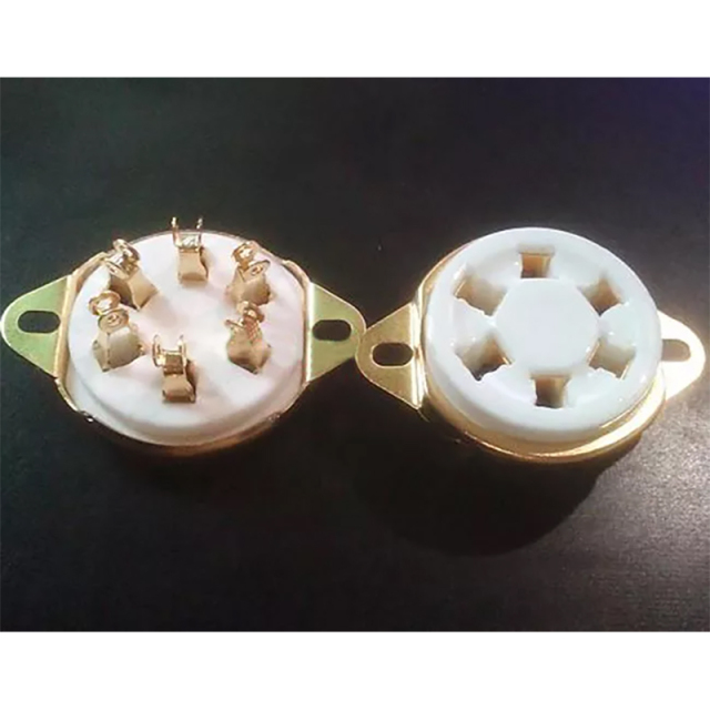 1PC Gold plated GZC6-2-G 6pin U6A ceramic Vacuum tube socket for 310 366 VT57 VT58 1265