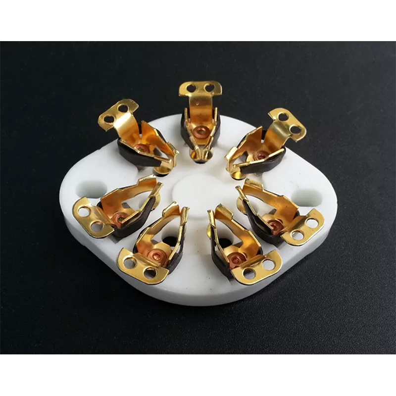 1PC Gold Plated 7pin Ceramic Vacuum Tube Sockets for For FU-25 6A6 53 59 826 832 1625 tubes