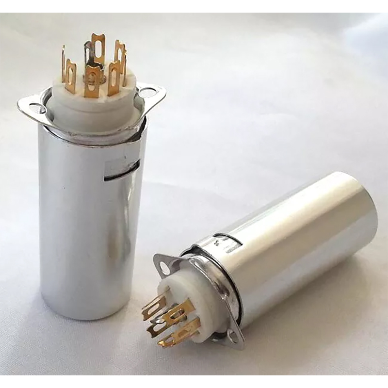 1PC Gold plated GZC7-F-B-55-G 7pin Vacuum tube socket with shield for 6Z4 6AU4 EF94 6BH6 6A2 6K4 6J5