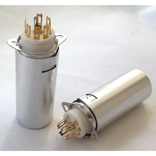 1PC Gold plated GZC7-F-B-55-G 7pin Vacuum tube socket with shield for 6Z4 6AU4 EF94 6BH6 6A2 6K4 6J5