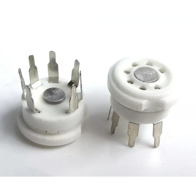 1PC Silver plated GZC7-Y PCB mounting 7pin Vacuum tube socket for 6J1 6J2 6X4 6Z4 6K4 6A2 6J3