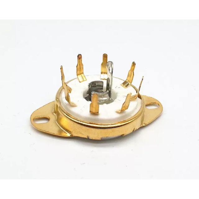 1PC GZC8-8-Y-G PCB Mounting Gold plated 8pin ceramic Vacuum tube socket for EBL21 C3G ECH21 4P1S 5B254 7N7
