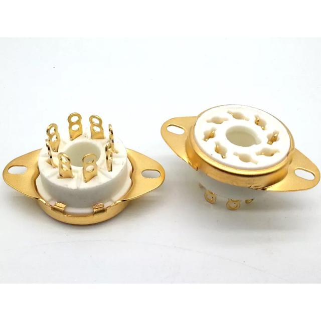 1PC GZC8-1-A-G Gold plated 8pin ceramic Vacuum tube socket for 6550 7199 EL34 EL37 GZ32 GZ34