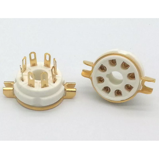 1PC GZC8-Y-1-G Gold plated 8pin ceramic Vacuum tube socket for 6SN7 6V6 5AR4 GZ34 5R4GY 5U4G