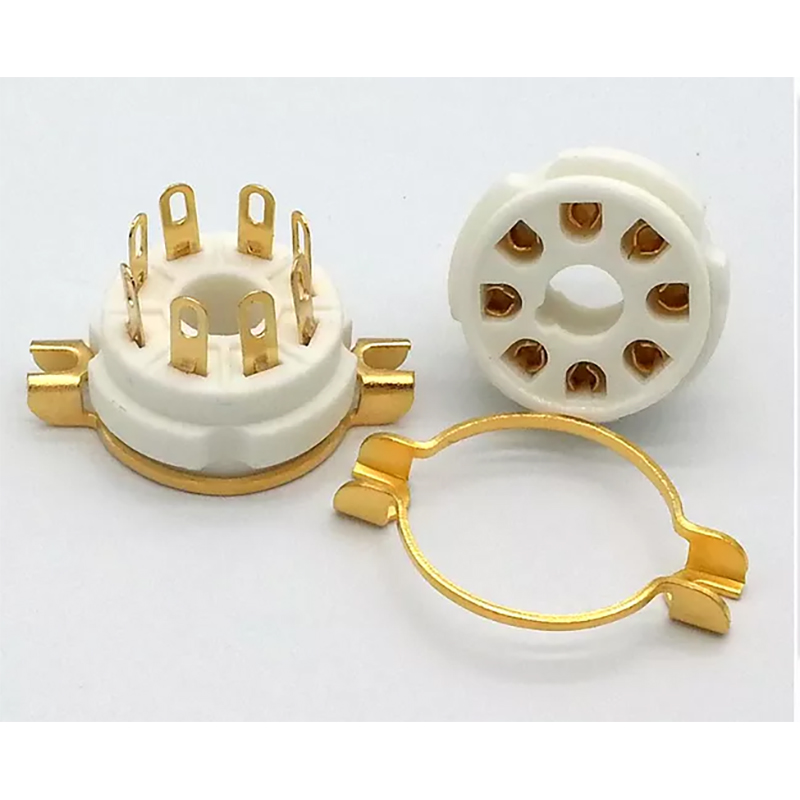 1PC GZC8-Y-1-G Gold plated 8pin ceramic Vacuum tube socket for 6SN7 6V6 5AR4 GZ34 5R4GY 5U4G