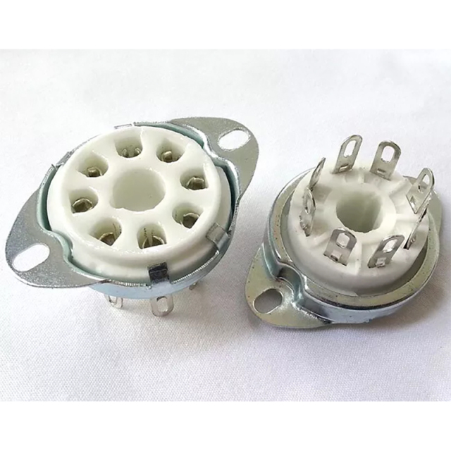1PC Silver plated back mounting 8pin ceramic Vacuum tube socket for KT88 6550EL34 6P6P