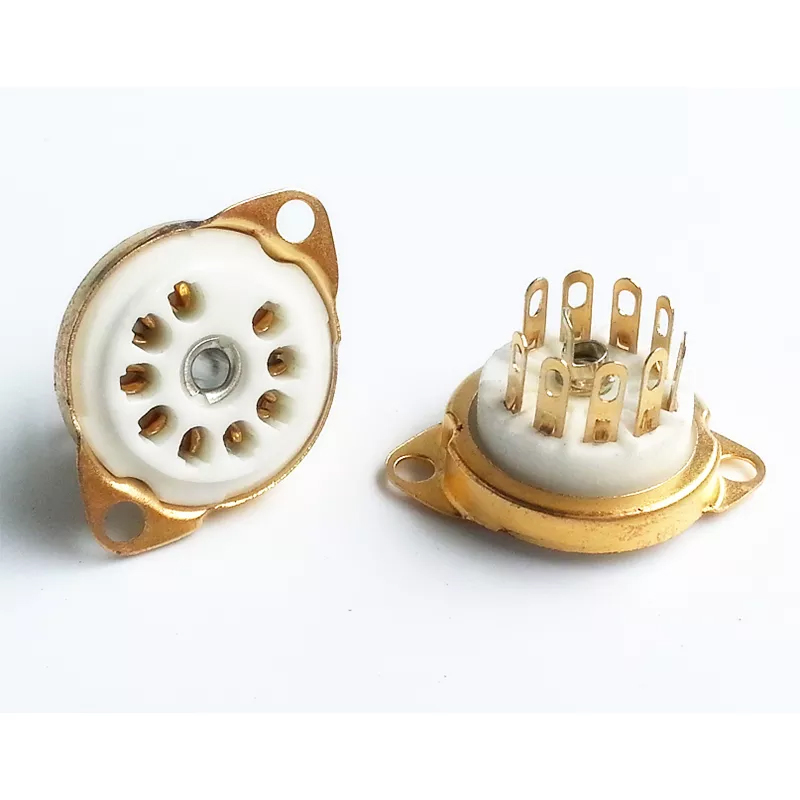 1PC GZC9-C-1-2-G Chassis Mount 9Pin Tube Socket Gold plated for valve tube 6DJ8 EL84 6922 12AX7 12AT7 12AU7