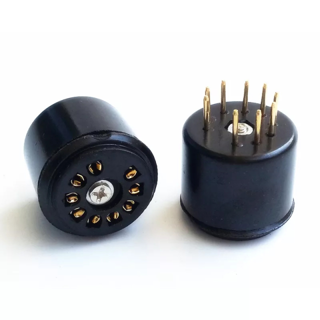 1PC TS-9 9pin to 9pin Gold plated Bakelite Vacuum tube socket saver for 12AU7 ECC82 12AX7 ECC83 12AY7 12AZ7 12BH7 12BY7