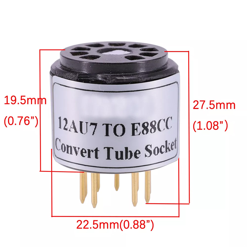 1PC Bakelite 12AU7 TO E88CC 6922 ECC88 Vacuum Tube socket Adapter 9pin to 9pin