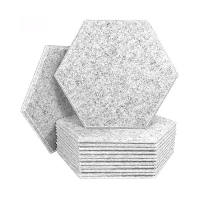 12 Pack Hexagon Acoustic Panels 14" X 12" X 0.4" High Density Sound Absorbing Panels Sound proof Insulation Beveled Edge Studio Treatment Tiles